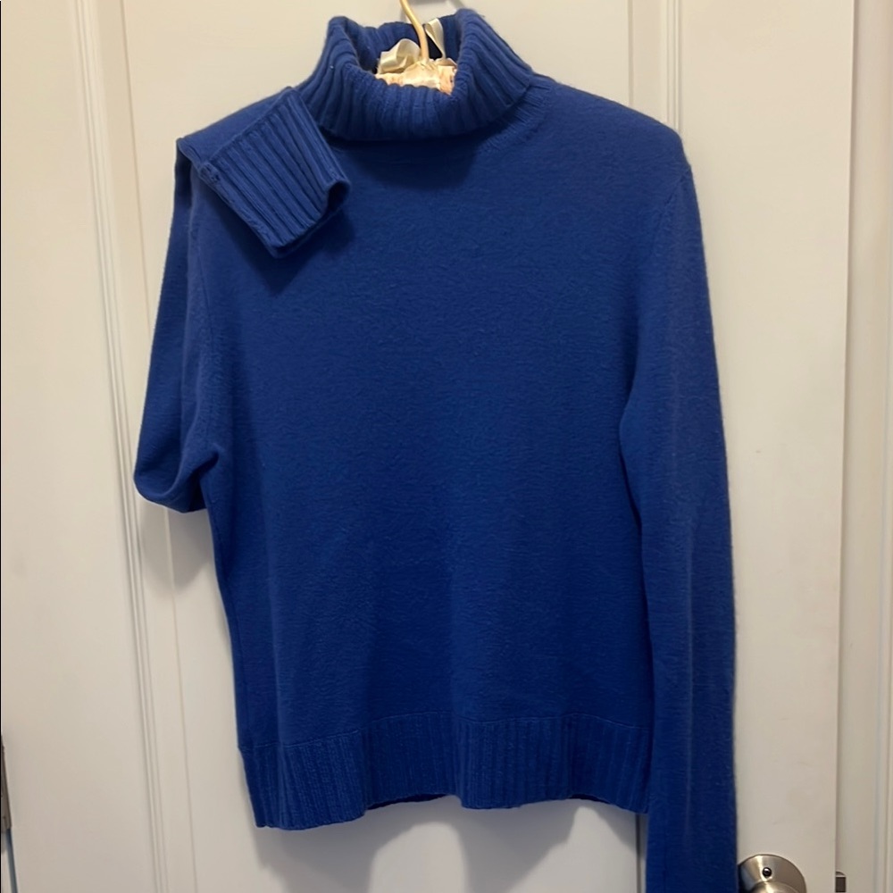 Blue Cashmere Turtleneck Sweater